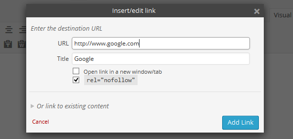 Rel Nofollow Checkbox
