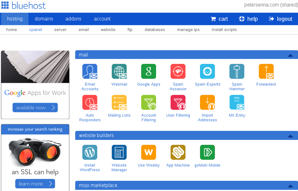 bluehost-webhosting-review-bluehost-interface