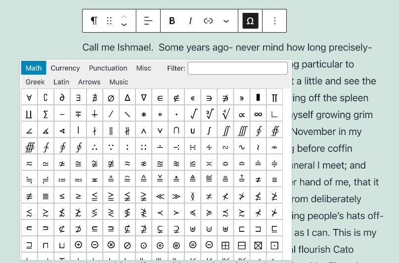 Insert Special Characters Plugin