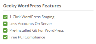 Geeky wordpress features in siteground