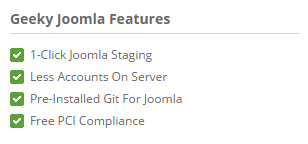 GoGeek Joomla features in siteground
