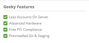 Shared hosting premium features in siteground