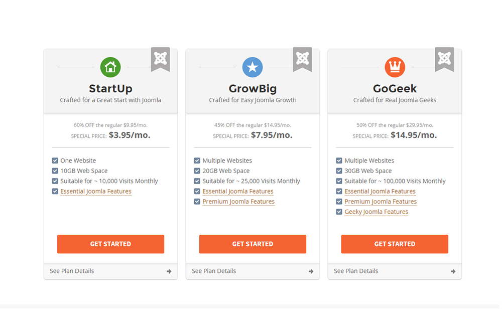 siteground joomla hosting plans