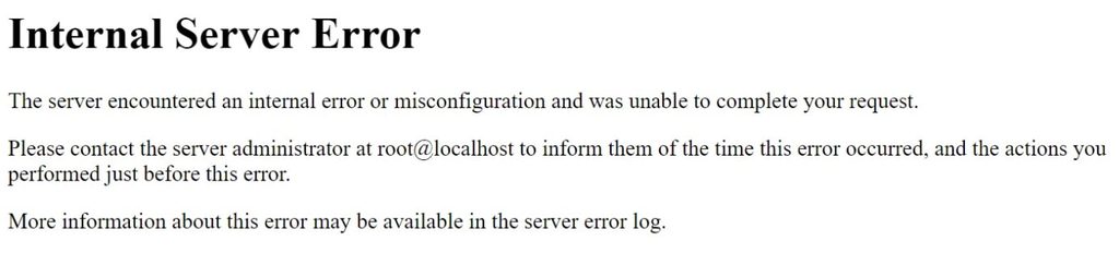Internal Server Error