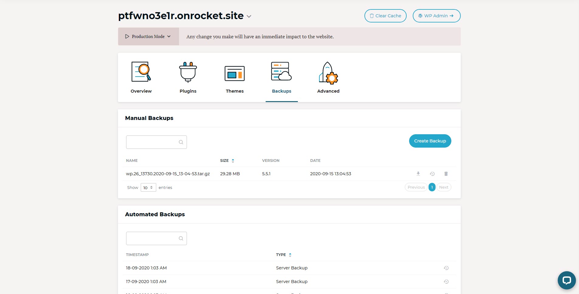 Rocket-WP-Backups