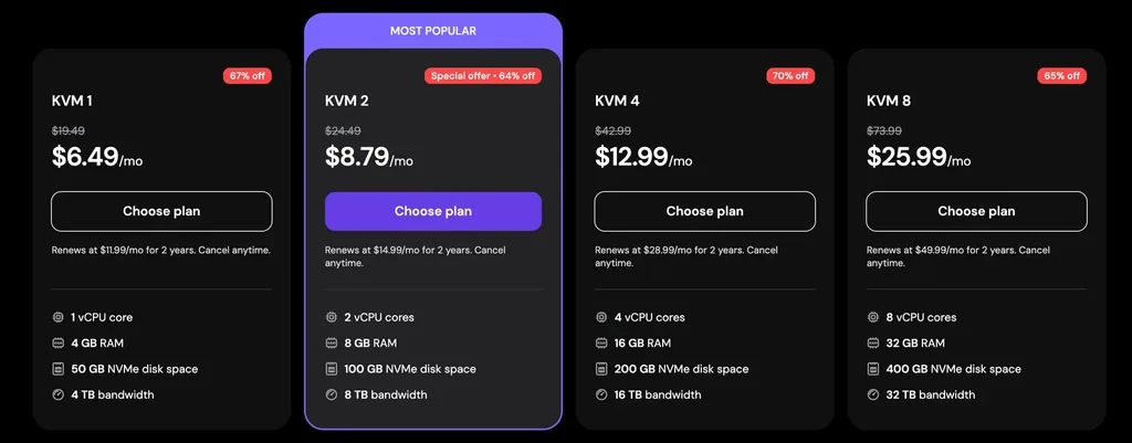 hostinger vps hosting plans