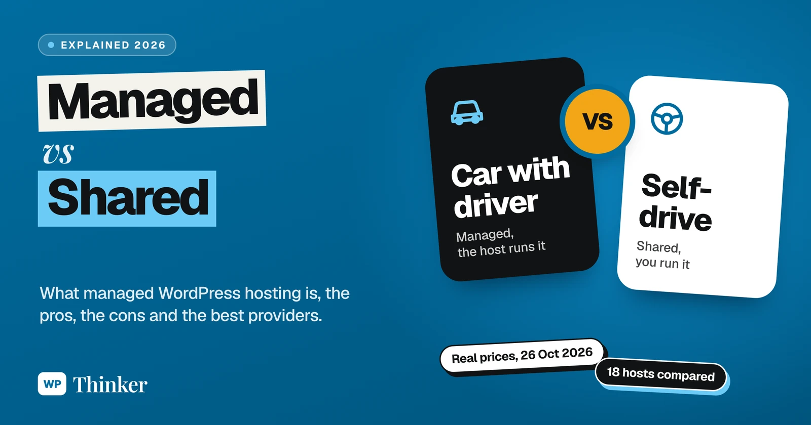 Managed vs shared WordPress hosting explained: a car with a driver versus self-drive